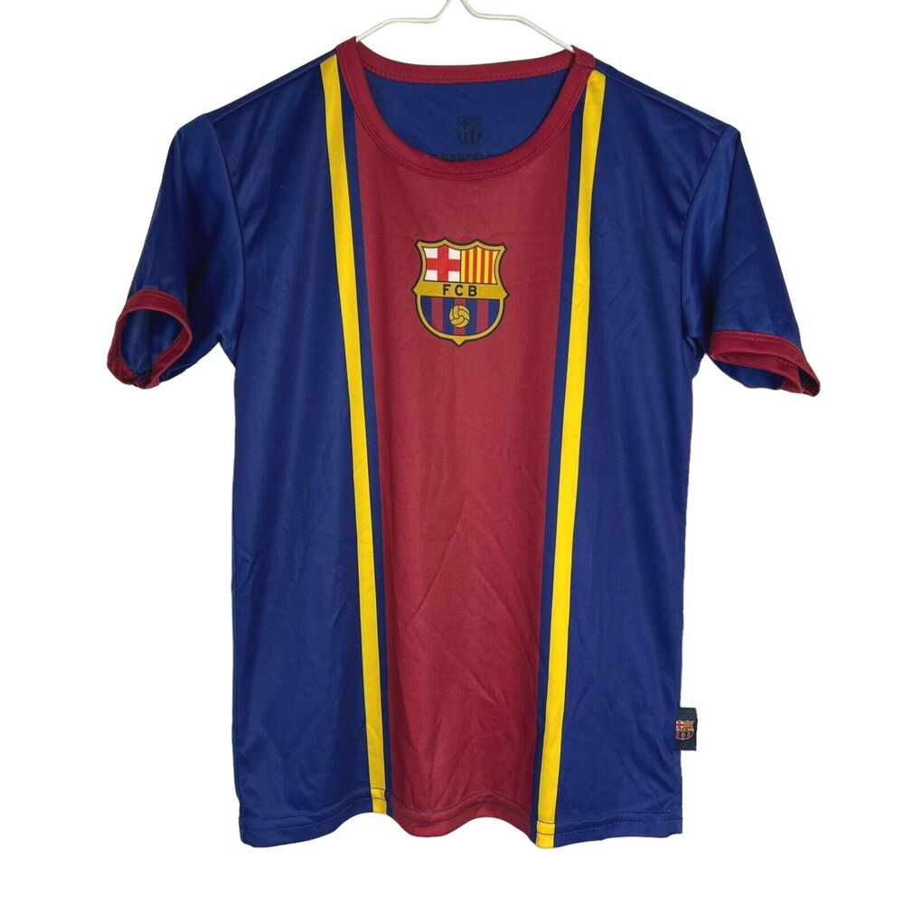 FC Barcelona FCB Ringer Jersey Youth 12-14 Soccer Futbol Tee Top